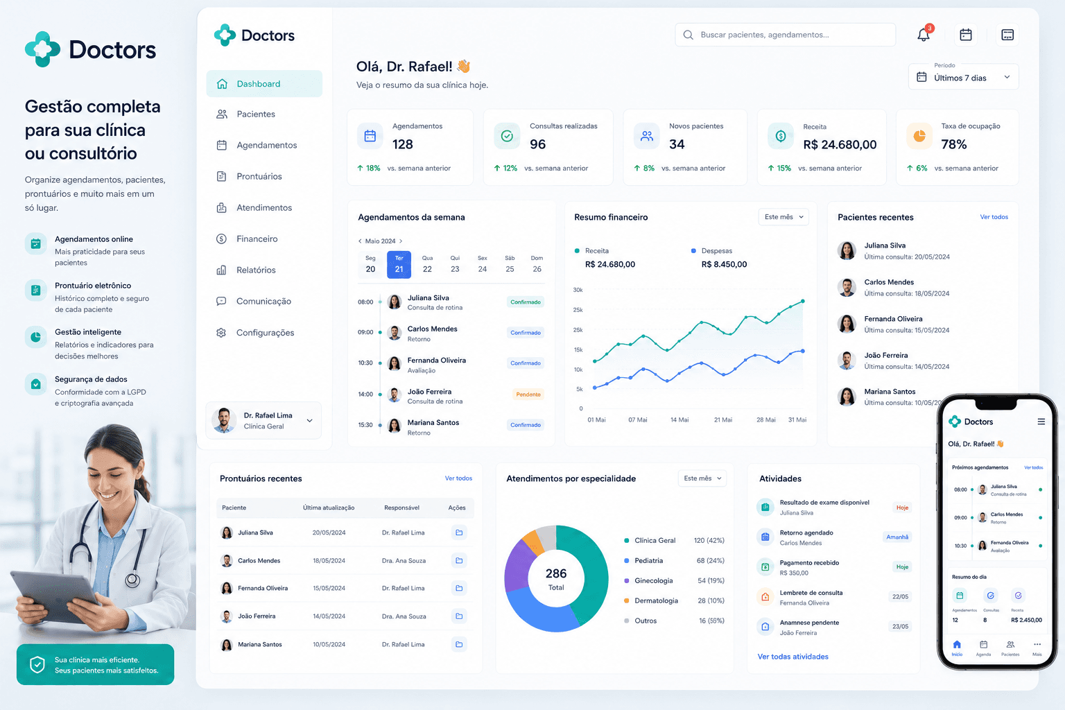 Doctors — plataforma de gestão de pacientes